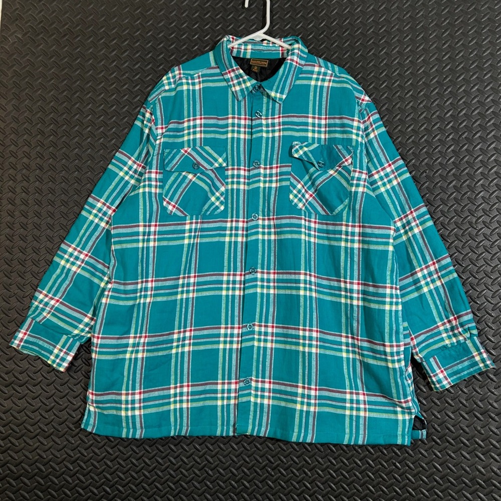 Boulder Creek Trading Company 2XL Big‎ Flannel Jacket Teal Plaid Button Up